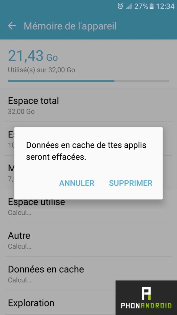 comment nettoyer le cache du téléphone